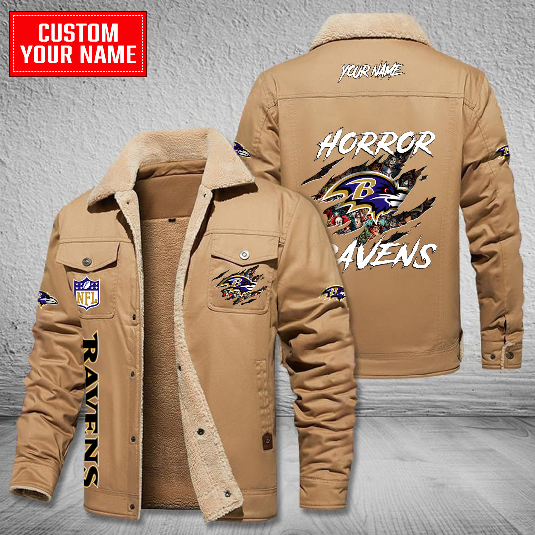 Baltimore Ravens Halloween Horror Collection Winter Fleece Bomber Jacket AZCAWFBJ000081