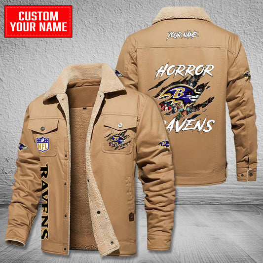 Baltimore Ravens Halloween Horror Collection Winter Fleece Bomber Jacket AZCAWFBJ000081