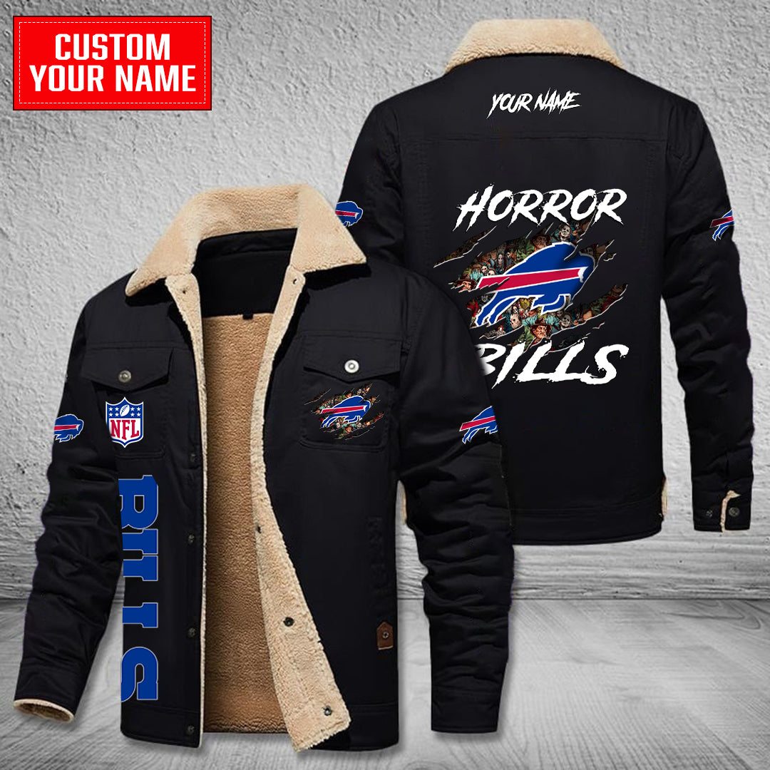 Buffalo Bills Halloween Horror Collection Winter Fleece Bomber Jacket AZCAWFBJ000082