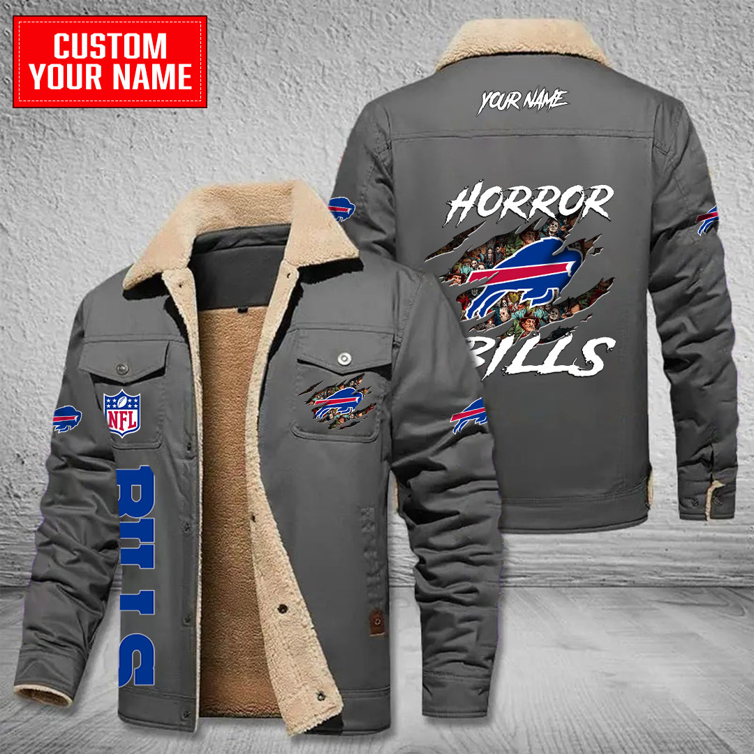 Buffalo Bills Halloween Horror Collection Winter Fleece Bomber Jacket AZCAWFBJ000082
