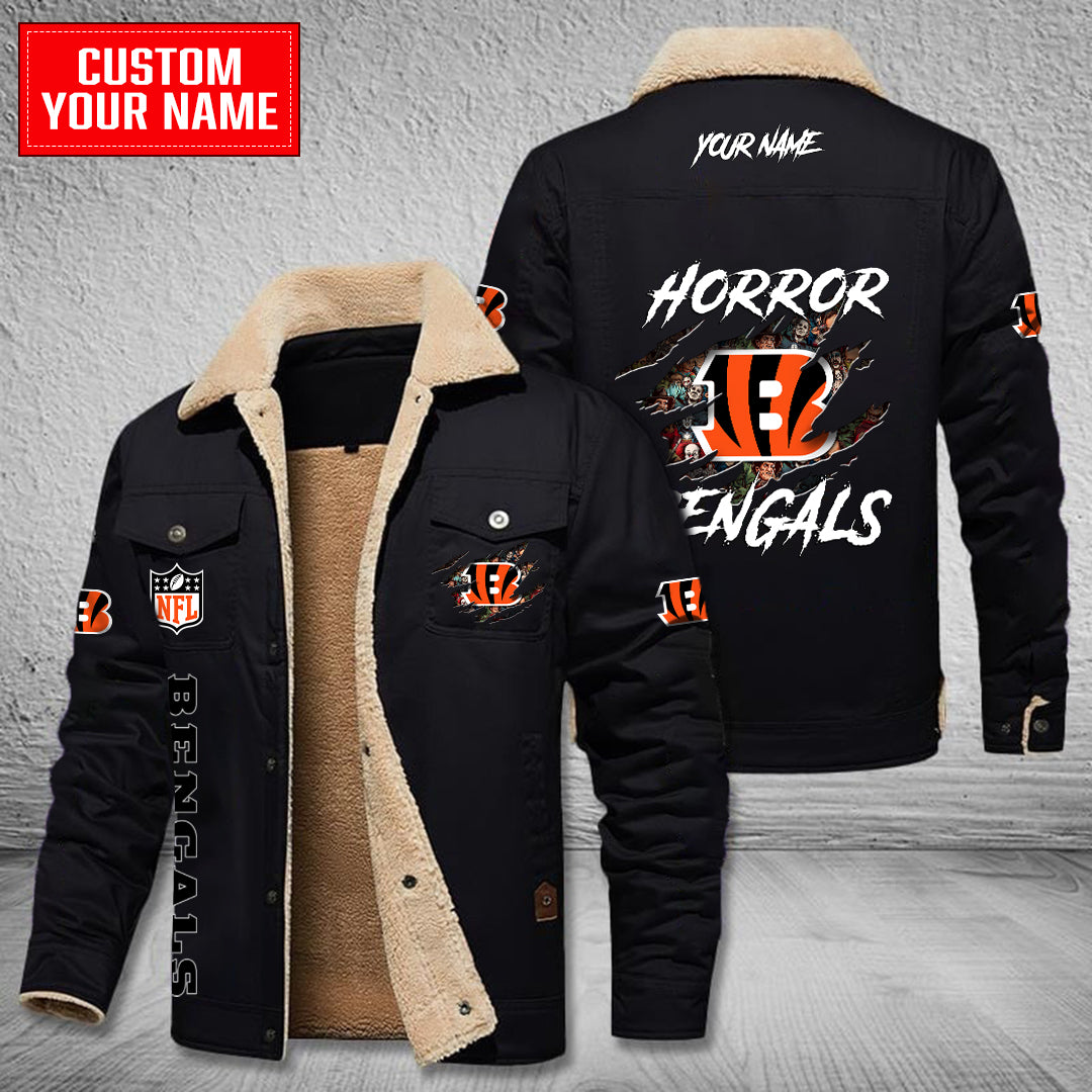 Cincinnati Bengals Halloween Horror Collection Winter Fleece Bomber Jacket AZCAWFBJ000083