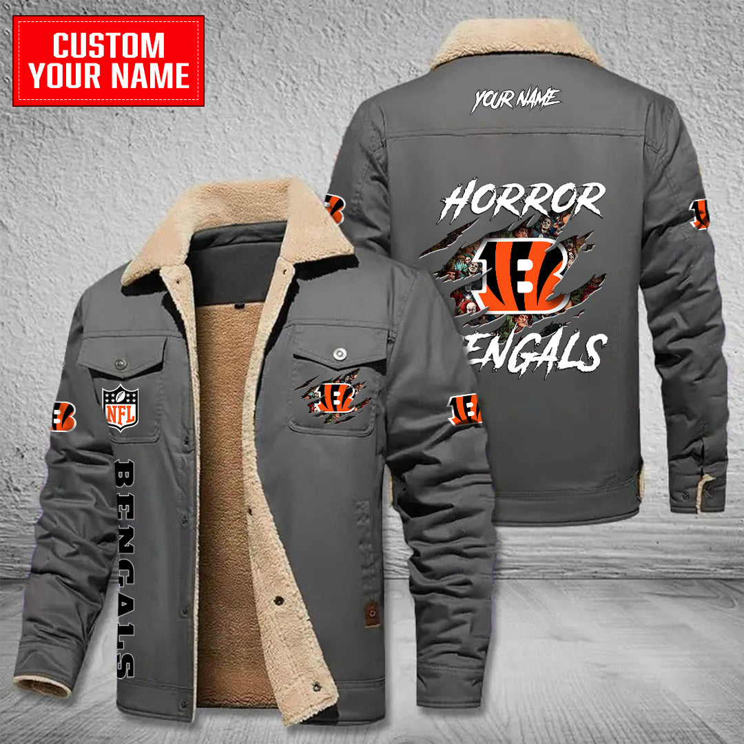 Cincinnati Bengals Halloween Horror Collection Winter Fleece Bomber Jacket AZCAWFBJ000083