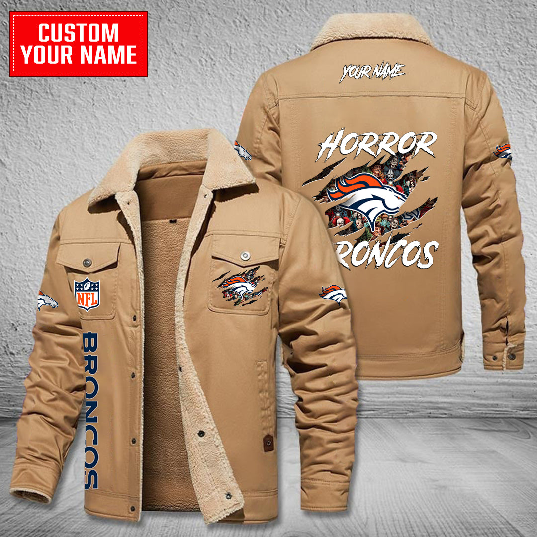 Denver Broncos Halloween Horror Collection Winter Fleece Bomber Jacket AZCAWFBJ000085