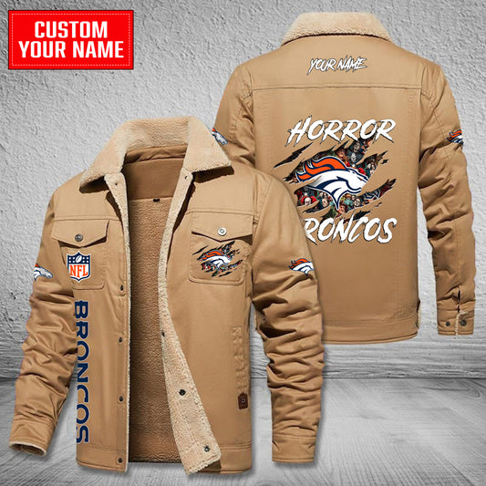 Denver Broncos Halloween Horror Collection Winter Fleece Bomber Jacket AZCAWFBJ000085
