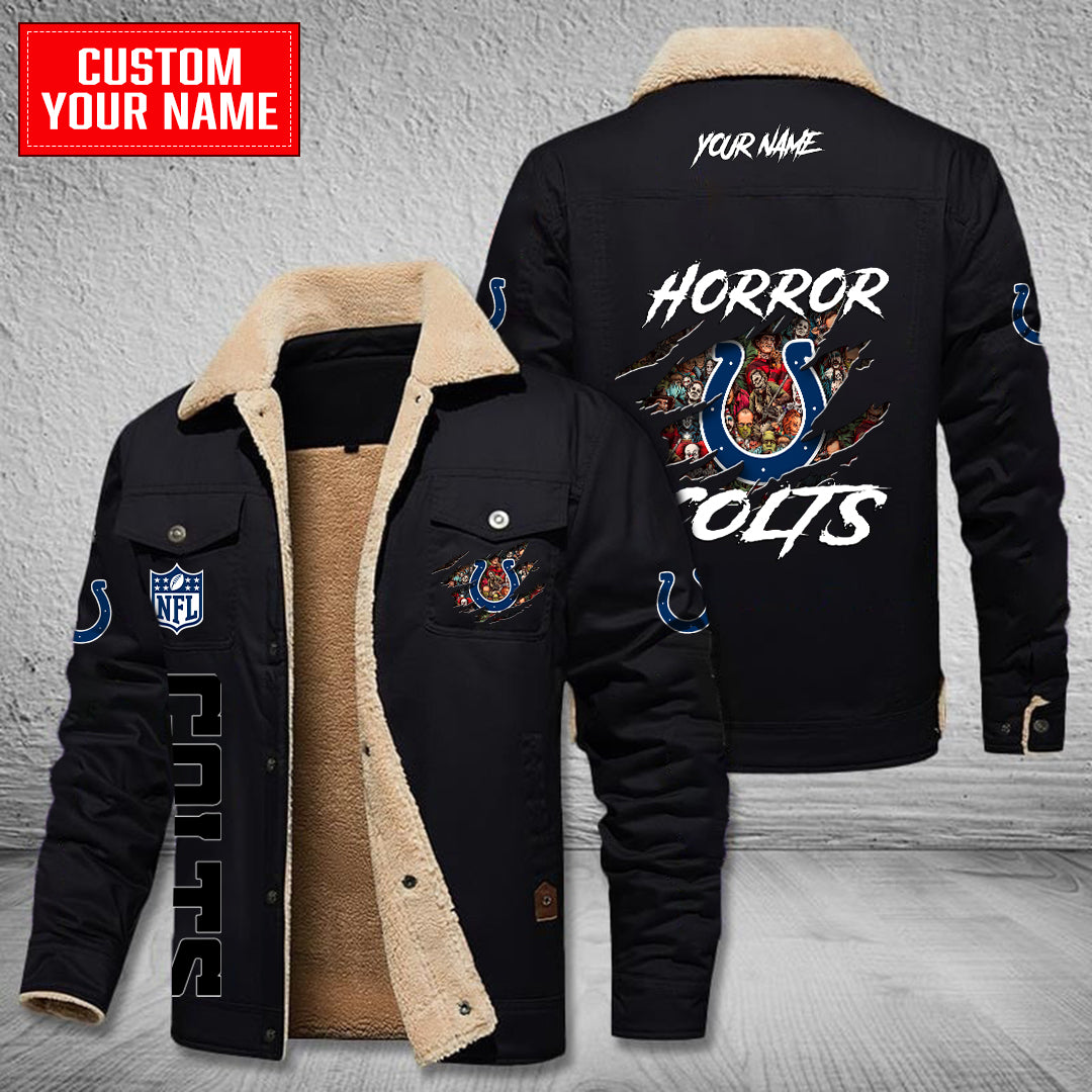 Indianapolis Colts Halloween Horror Collection Winter Fleece Bomber Jacket AZCAWFBJ000087