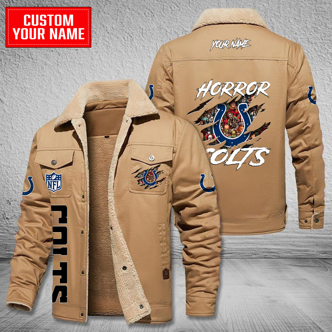 Indianapolis Colts Halloween Horror Collection Winter Fleece Bomber Jacket AZCAWFBJ000087