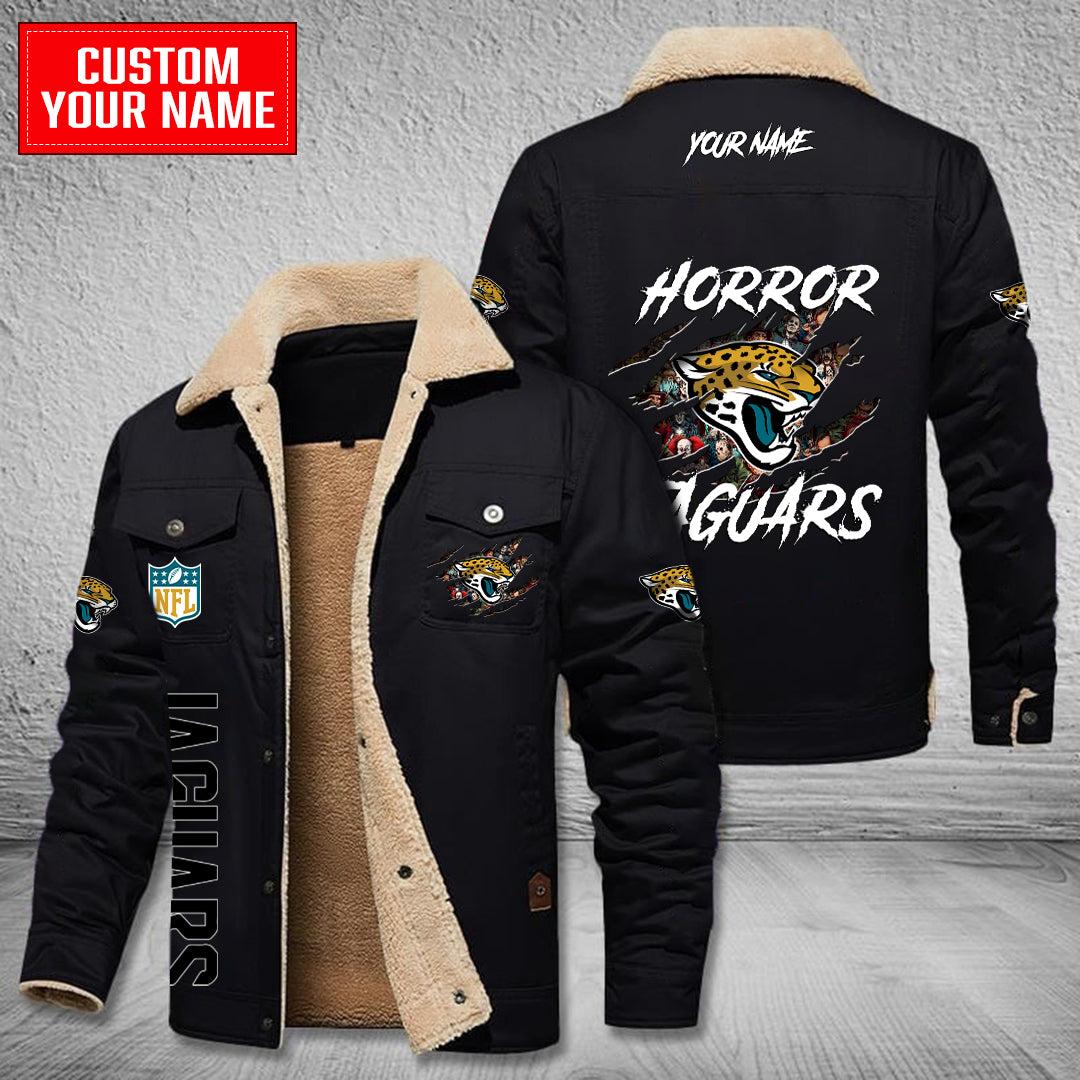 Jacksonville Jaguars Halloween Horror Collection Winter Fleece Bomber Jacket AZCAWFBJ000088