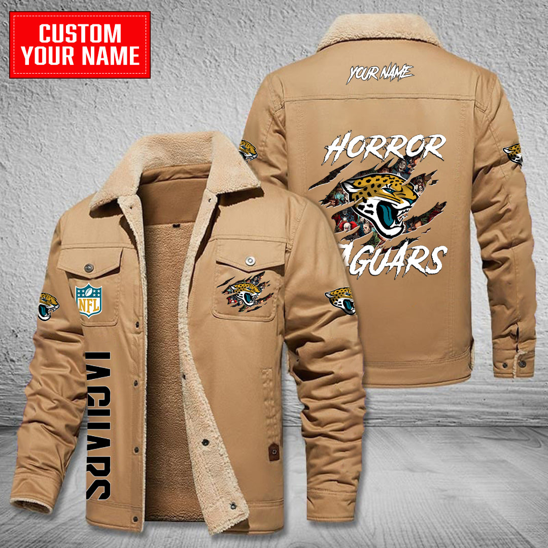 Jacksonville Jaguars Halloween Horror Collection Winter Fleece Bomber Jacket AZCAWFBJ000088