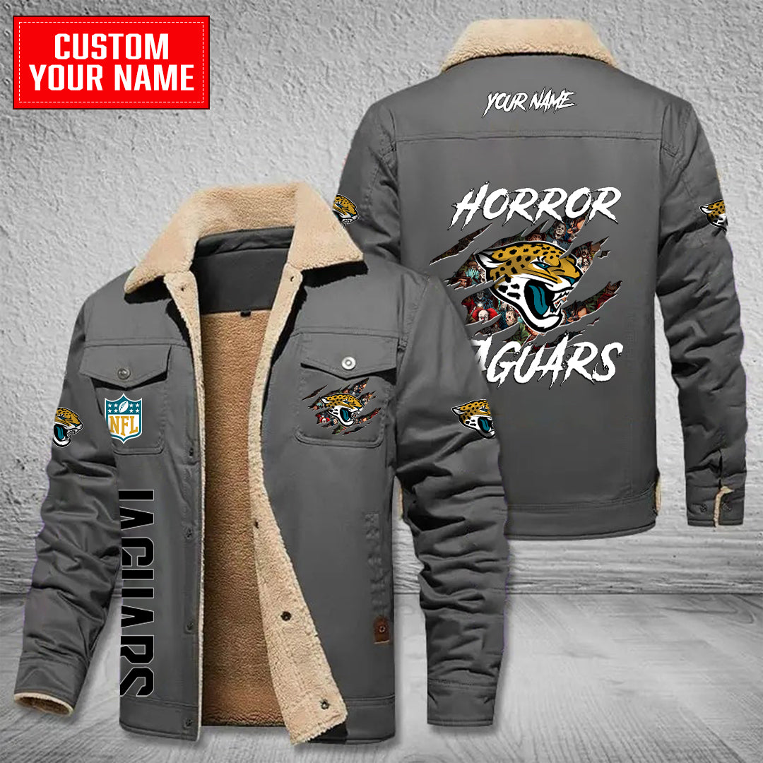 Jacksonville Jaguars Halloween Horror Collection Winter Fleece Bomber Jacket AZCAWFBJ000088