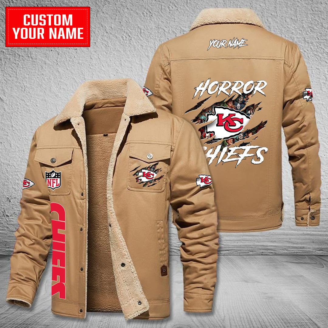 Kansas City Chiefs Halloween Horror Collection Winter Fleece Bomber Jacket AZCAWFBJ000089