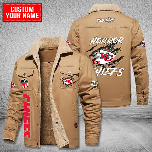 Kansas City Chiefs Halloween Horror Collection Winter Fleece Bomber Jacket AZCAWFBJ000089