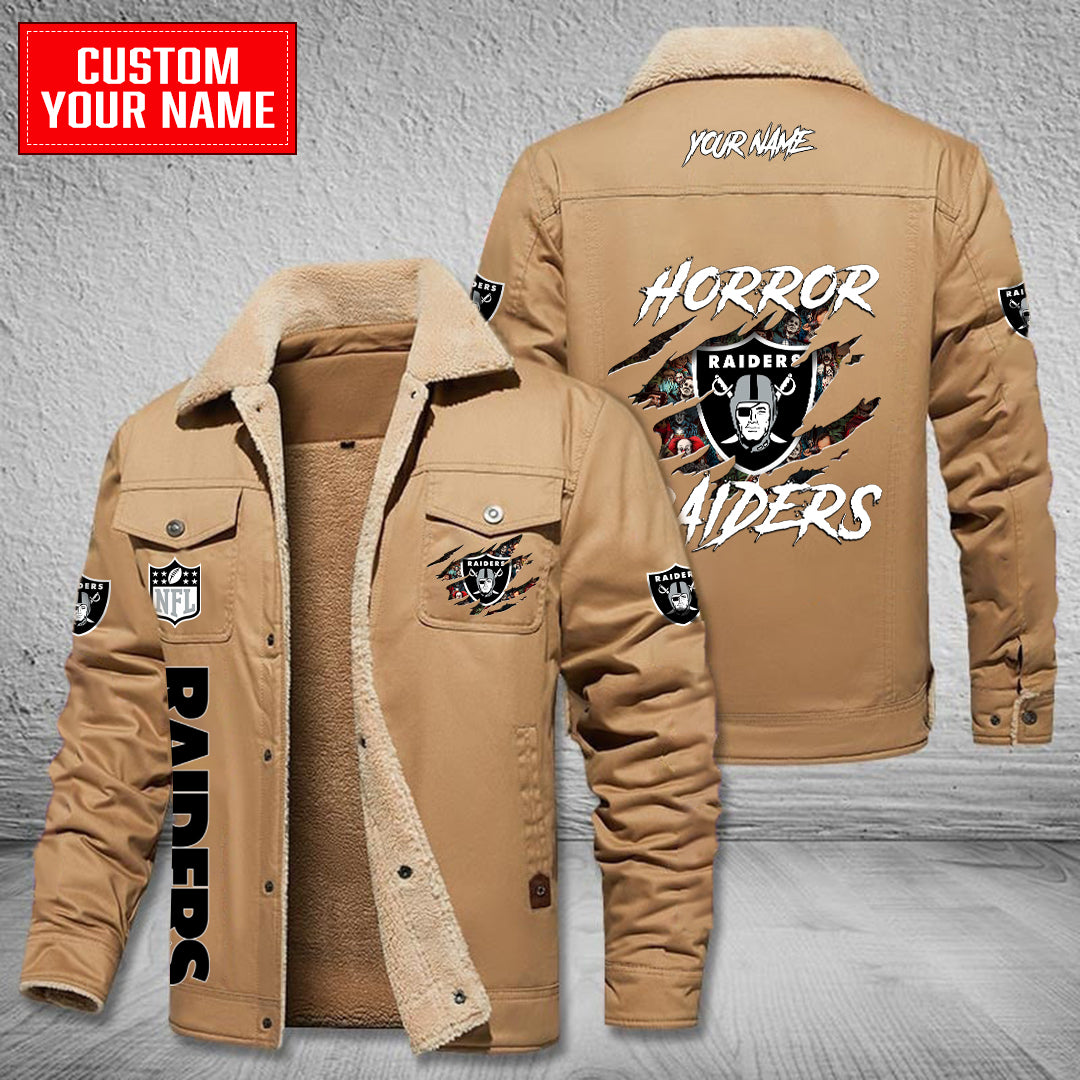 Las Vegas Raiders Halloween Horror Collection Winter Fleece Bomber Jacket AZCAWFBJ000090