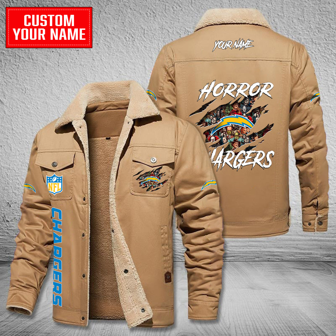 Los Angeles Chargers Halloween Horror Collection Winter Fleece Bomber Jacket AZCAWFBJ000091