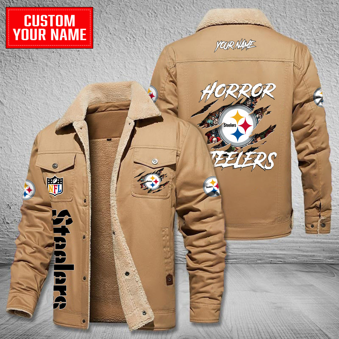 Pittsburgh Steelers Halloween Horror Collection Winter Fleece Bomber Jacket AZCAWFBJ000095