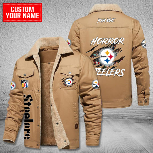 Pittsburgh Steelers Halloween Horror Collection Winter Fleece Bomber Jacket AZCAWFBJ000095