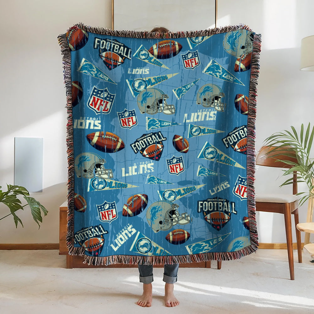 Detroit Lions Premium New Woven Throw Blanket AZCAWVB000166