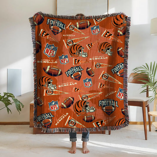 Cincinnati Bengals Premium New Woven Throw Blanket AZCAWVB000179