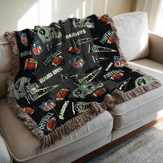 Las Vegas Raiders Premium New Woven Throw Blanket AZCAWVB000186