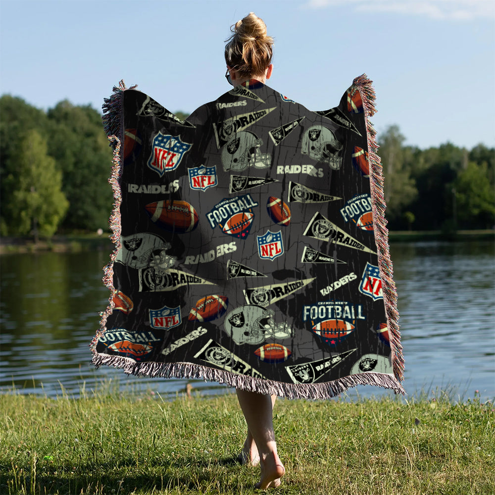 Las Vegas Raiders Premium New Woven Throw Blanket AZCAWVB000186
