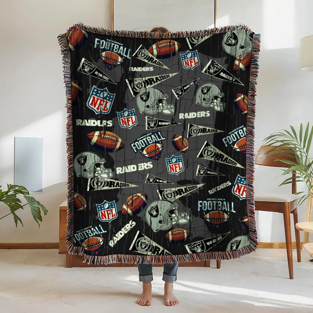 Las Vegas Raiders Premium New Woven Throw Blanket AZCAWVB000186
