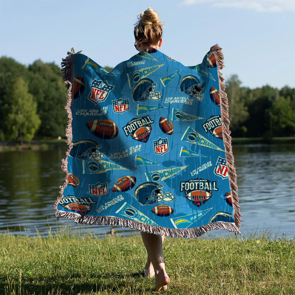 Los Angeles Chargers Premium New Woven Throw Blanket AZCAWVB000187