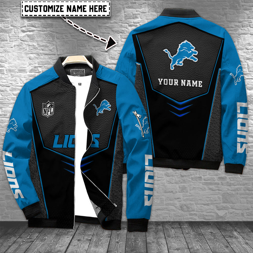 Detroit Lions Personalized Bomber Jacket AZCBJ064