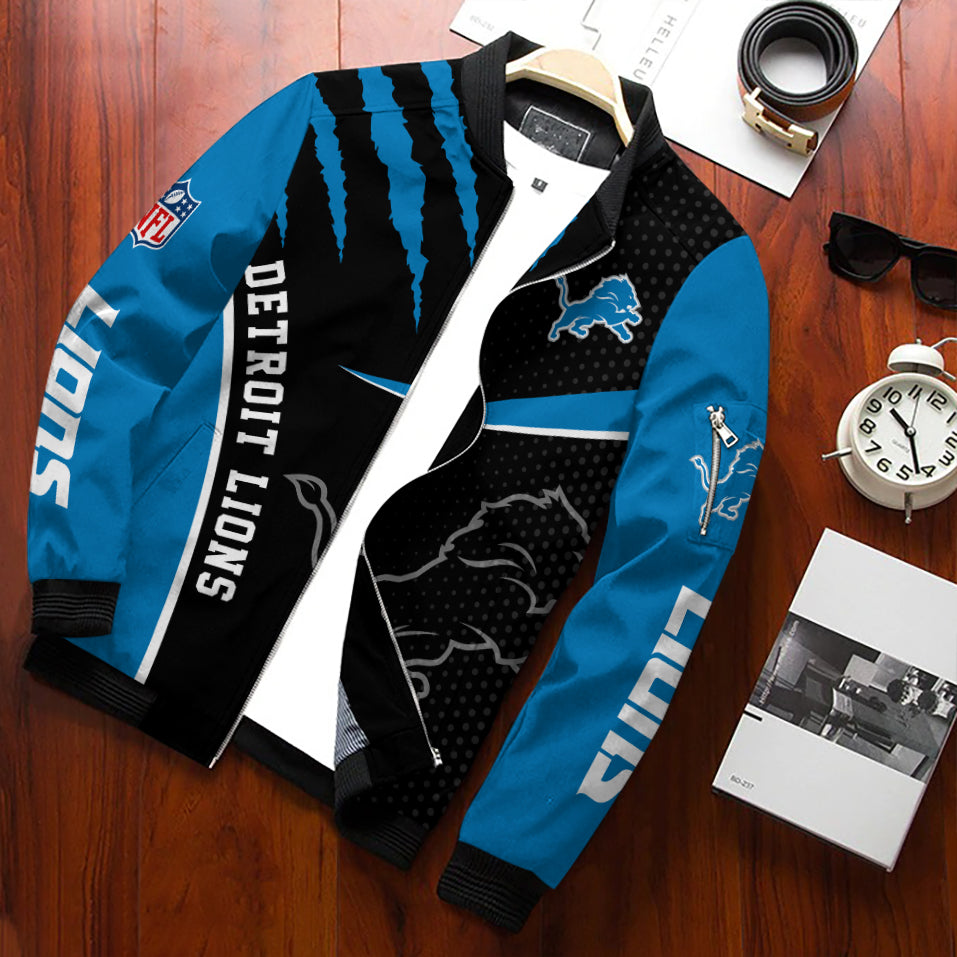 Detroit Lions Personalized Bomber Jacket AZCBJ087