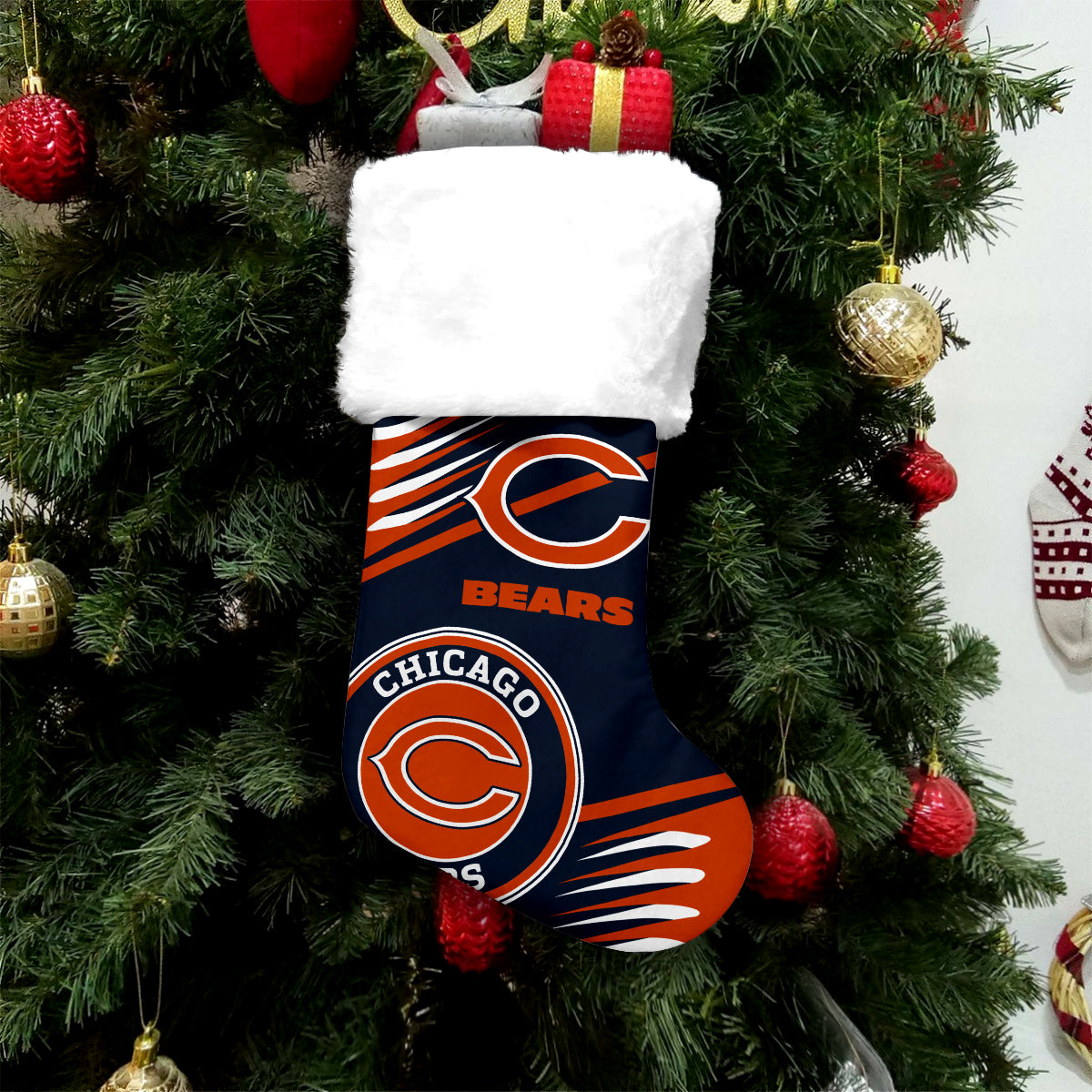 Chicago Bears Personalized Christmas Socks AZCCRMS001