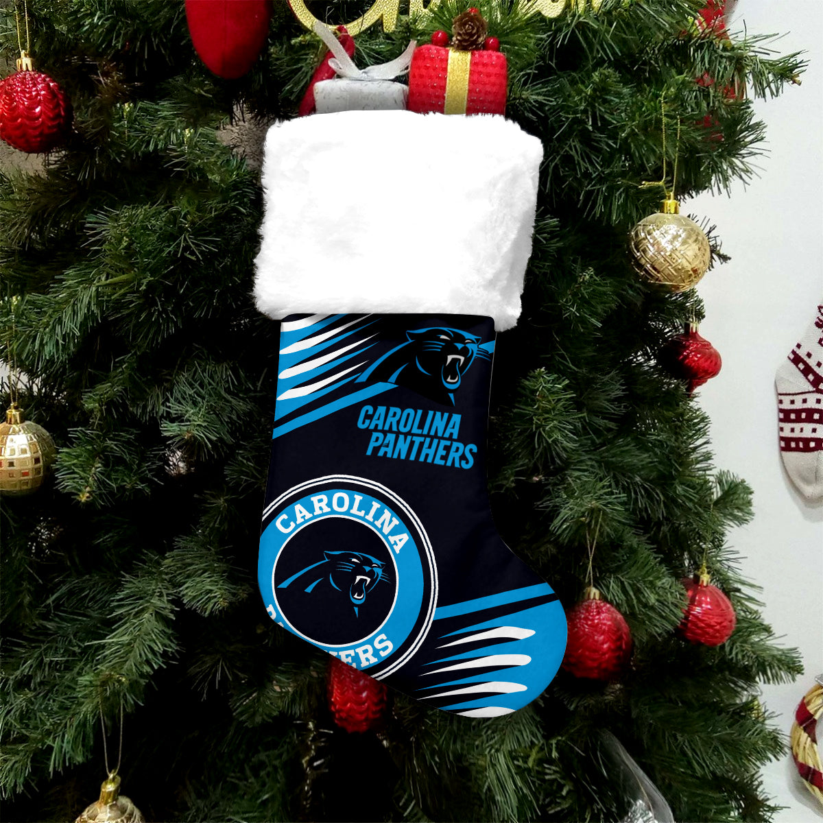 Carolina Panthers Personalized Christmas Socks AZCCRMS004