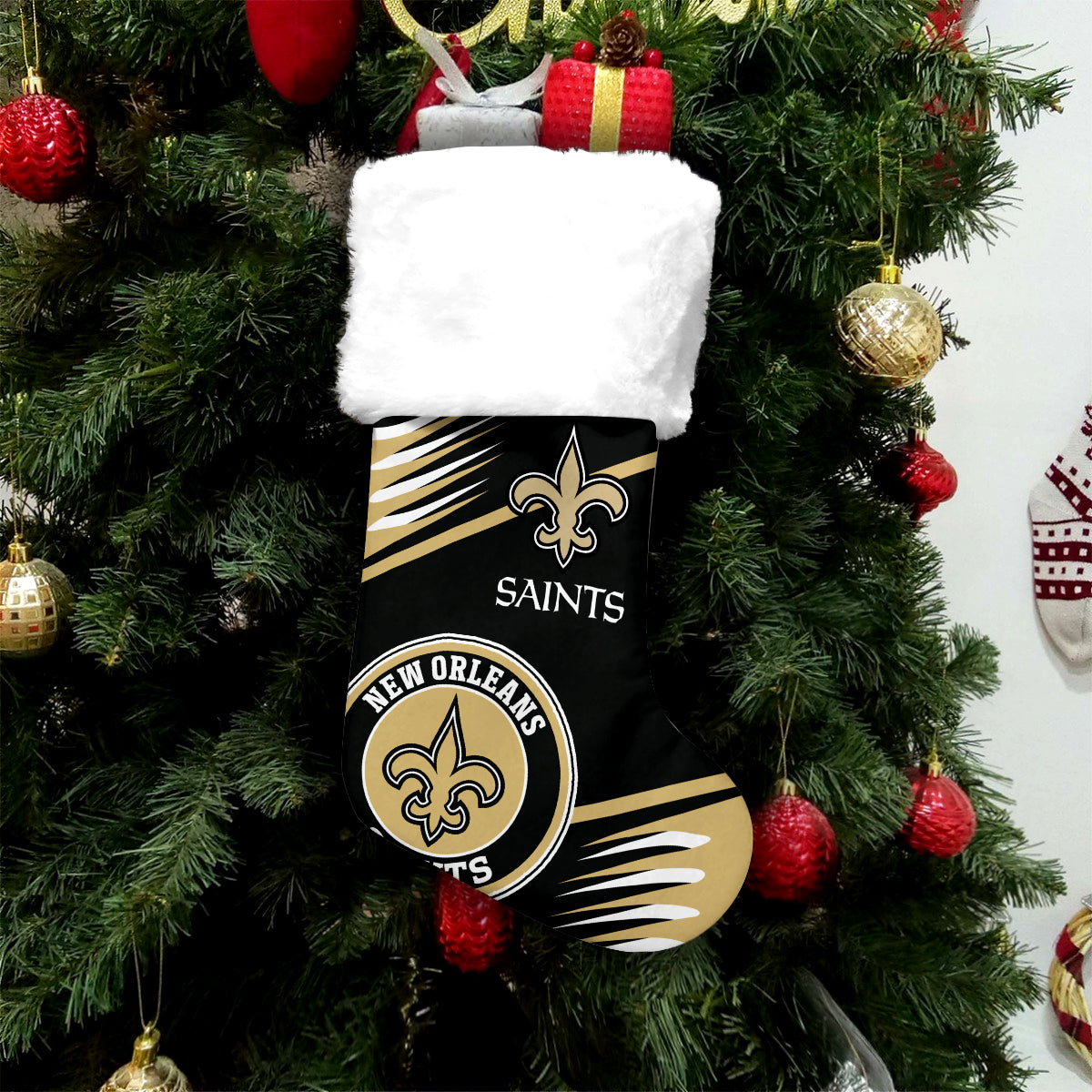 New Orleans Saints Personalized Christmas Socks AZCCRMS005