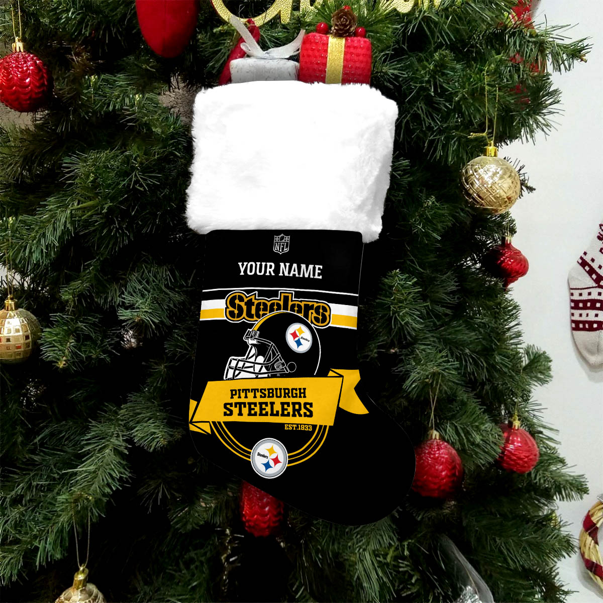 Pittsburgh Steelers Personalized Christmas Socks AZCCRMS010