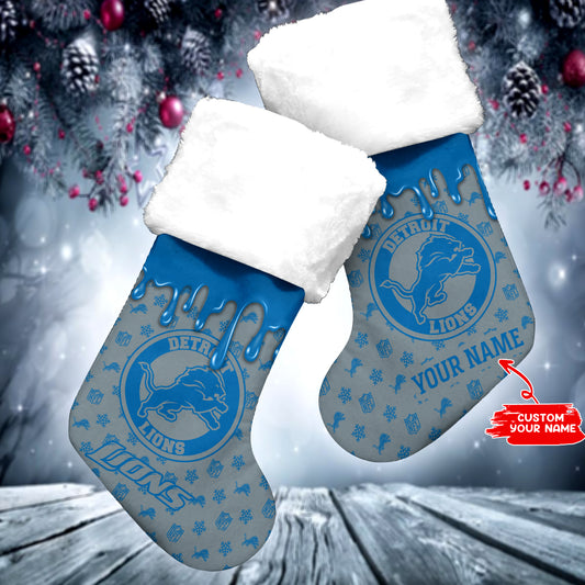 Detroit Lions Personalized Christmas Socks AZCCRMS012