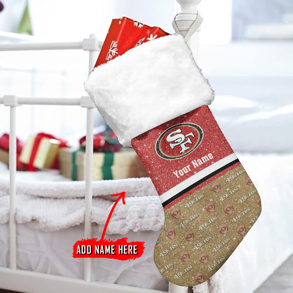 San Francisco 49ers Personalized Christmas Socks AZCCRMS024