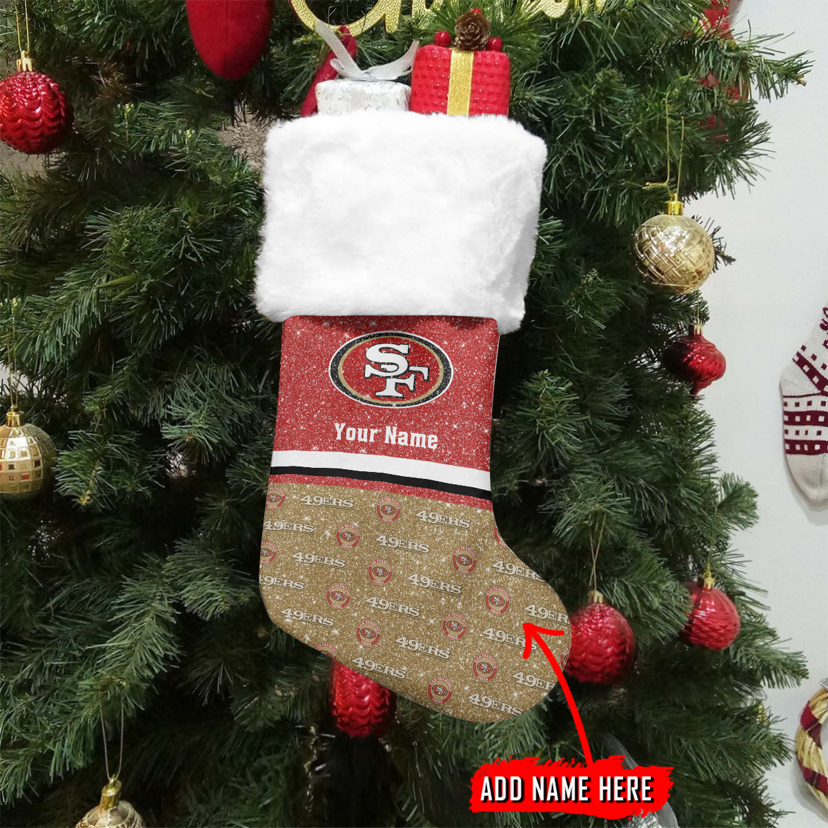 San Francisco 49ers Personalized Christmas Socks AZCCRMS024