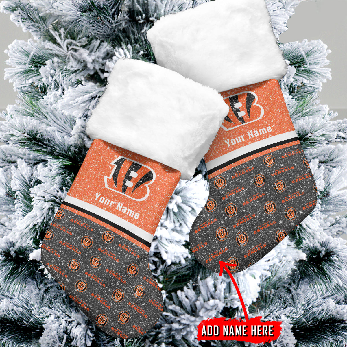 Cincinnati Bengals Personalized Christmas Socks AZCCRMS025