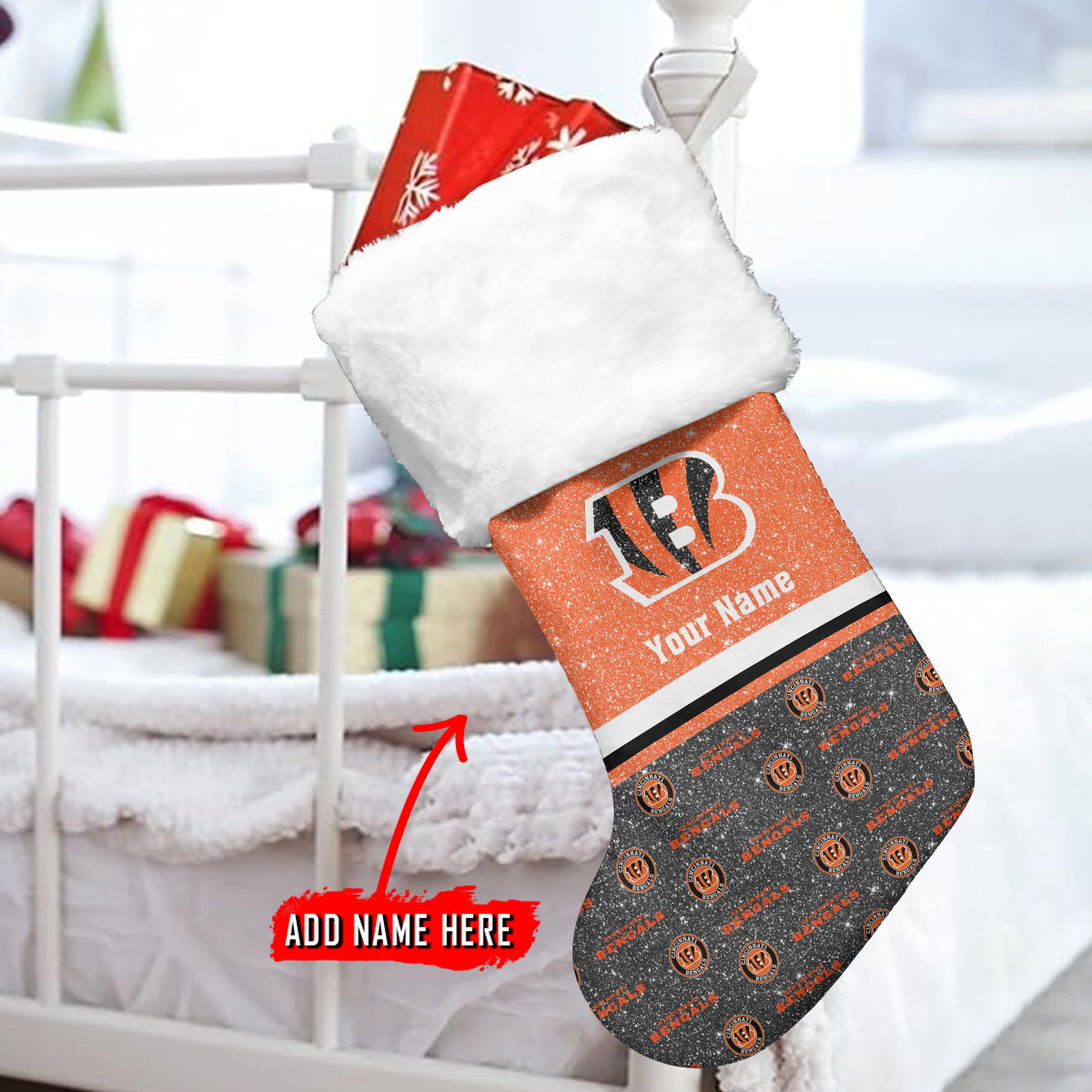 Cincinnati Bengals Personalized Christmas Socks AZCCRMS025