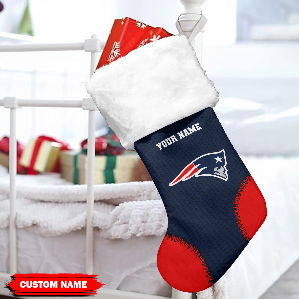 New England Patriots Personalized Christmas Socks AZCCRMS038