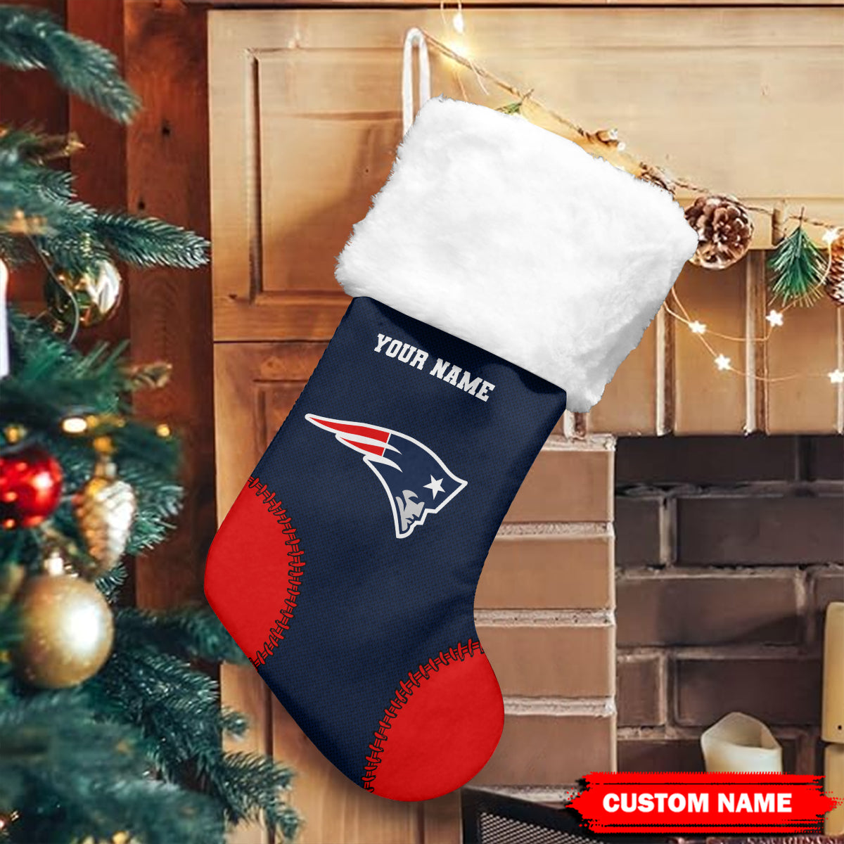 New England Patriots Personalized Christmas Socks AZCCRMS038