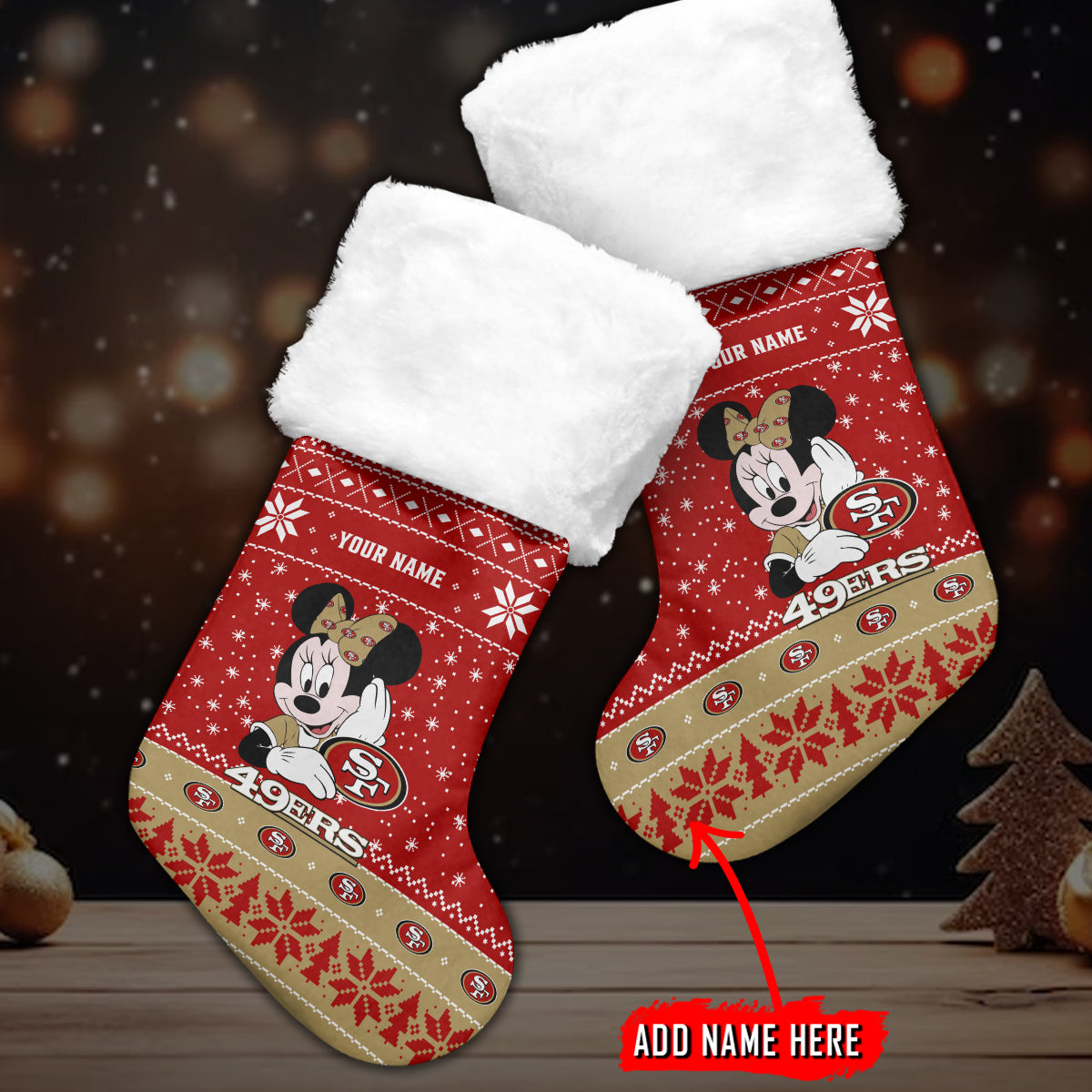 San Francisco 49ers Personalized Christmas Socks AZCCRMS043