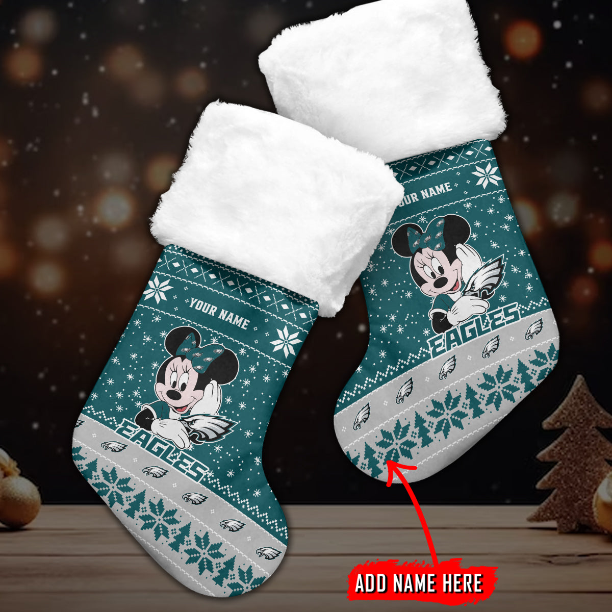 Philadelphia Eagles Personalized Christmas Socks AZCCRMS045