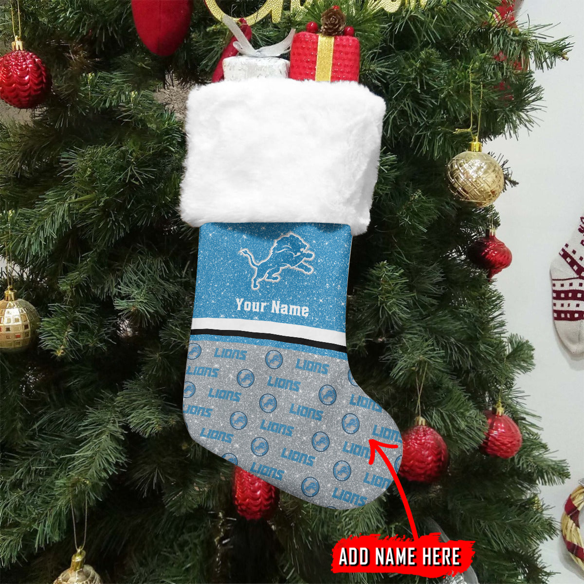Detroit Lions Personalized Christmas Socks AZCCRMS047