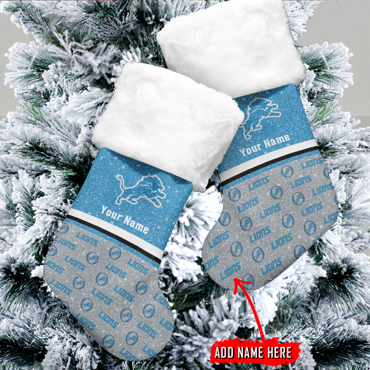 Detroit Lions Personalized Christmas Socks AZCCRMS047