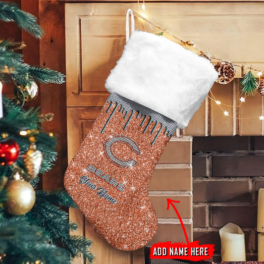 Chicago Bears Personalized Christmas Socks AZCCRMS049