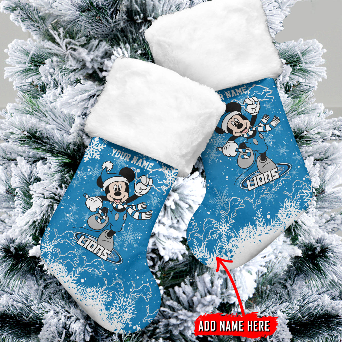 Detroit Lions Personalized Christmas Socks AZCCRMS057