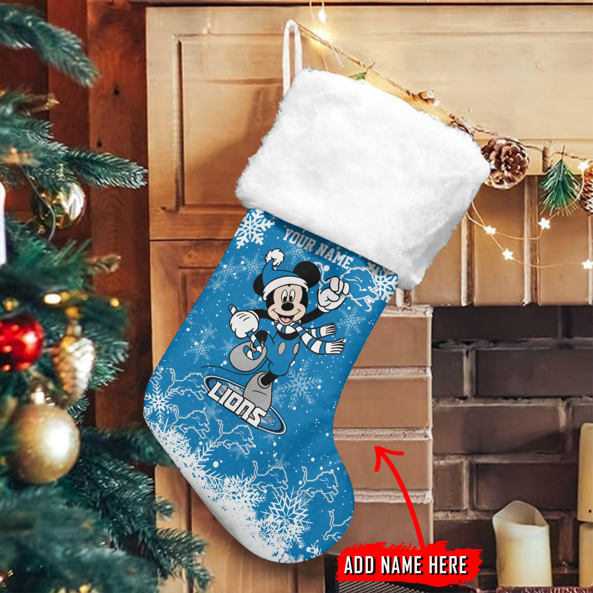 Detroit Lions Personalized Christmas Socks AZCCRMS057