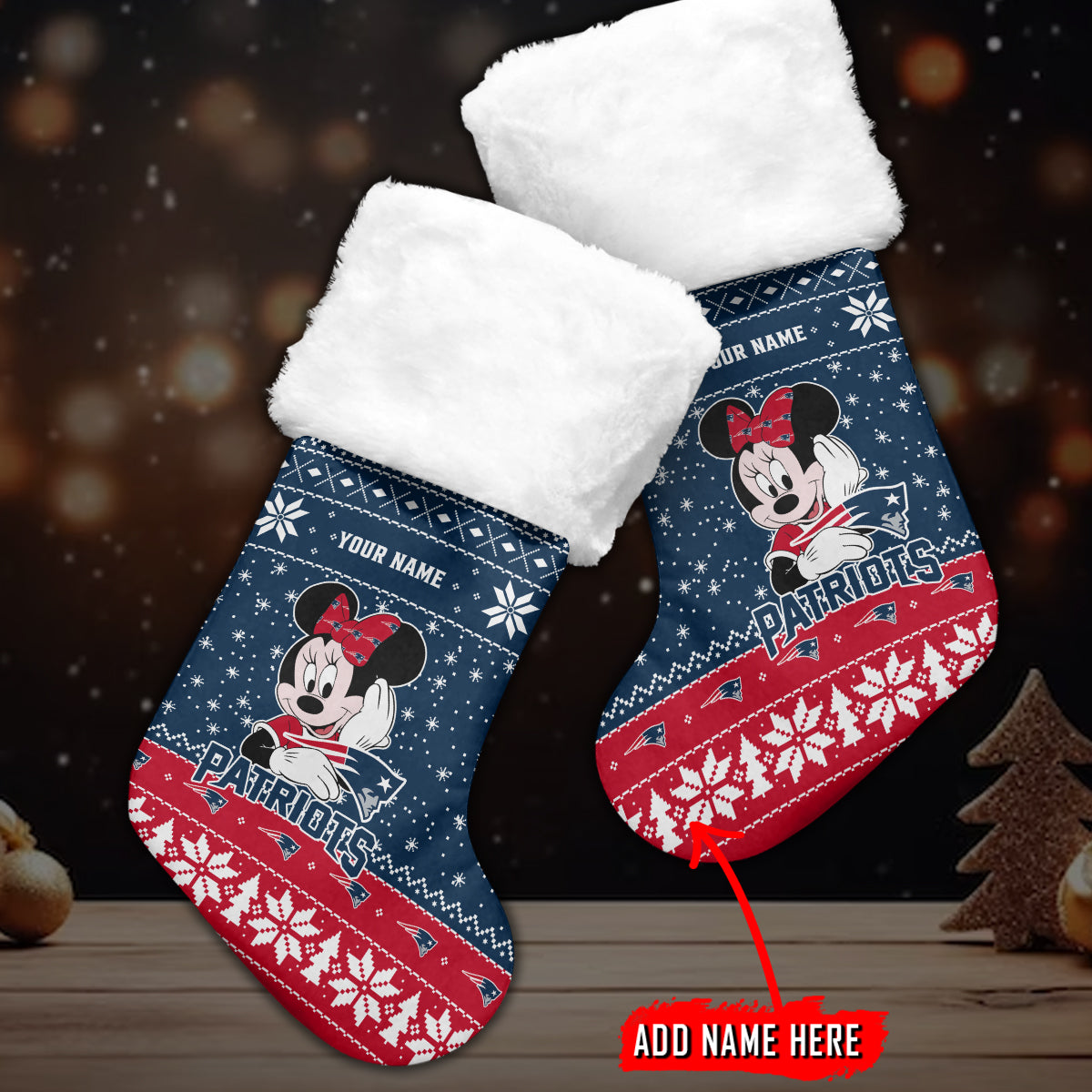 New England Patriots Personalized Christmas Socks AZCCRMS058