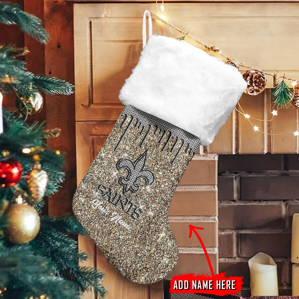 New Orleans Saints Personalized Christmas Socks AZCCRMS060