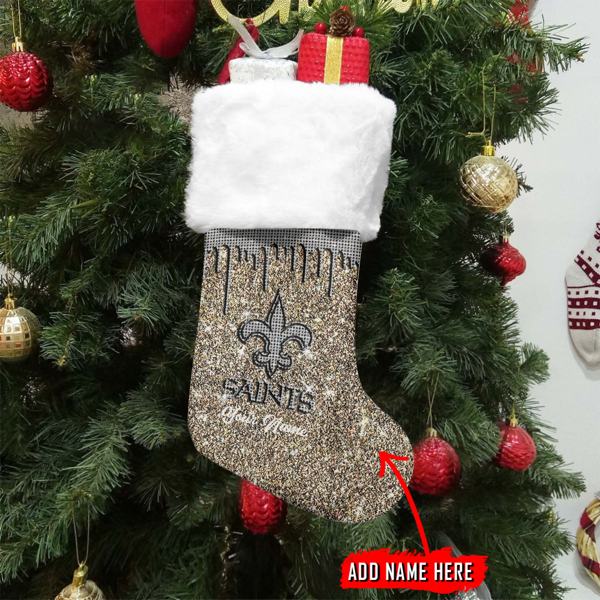 New Orleans Saints Personalized Christmas Socks AZCCRMS060