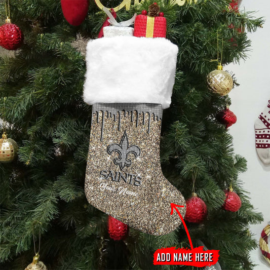 New Orleans Saints Personalized Christmas Socks AZCCRMS060