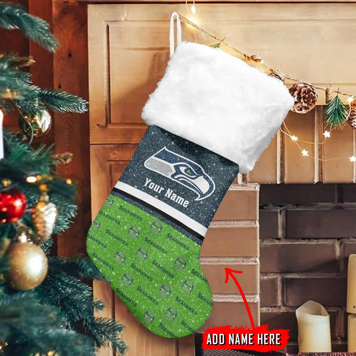 Seattle Seahawks Personalized Christmas Socks AZCCRMS066